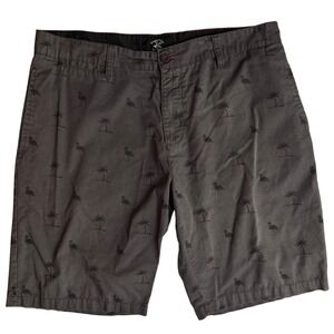 Beverly Hills Polo Club Shorts Mens‎ 38 Gray Flamingo Palm Tree Print Casual